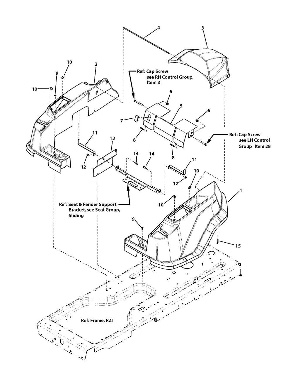 Fender Group Diagram and Parts List for C950-60107-1 (7800819A-ZTS7000)(2011) Briggs and Stratton Lawn Tractor Accessories
